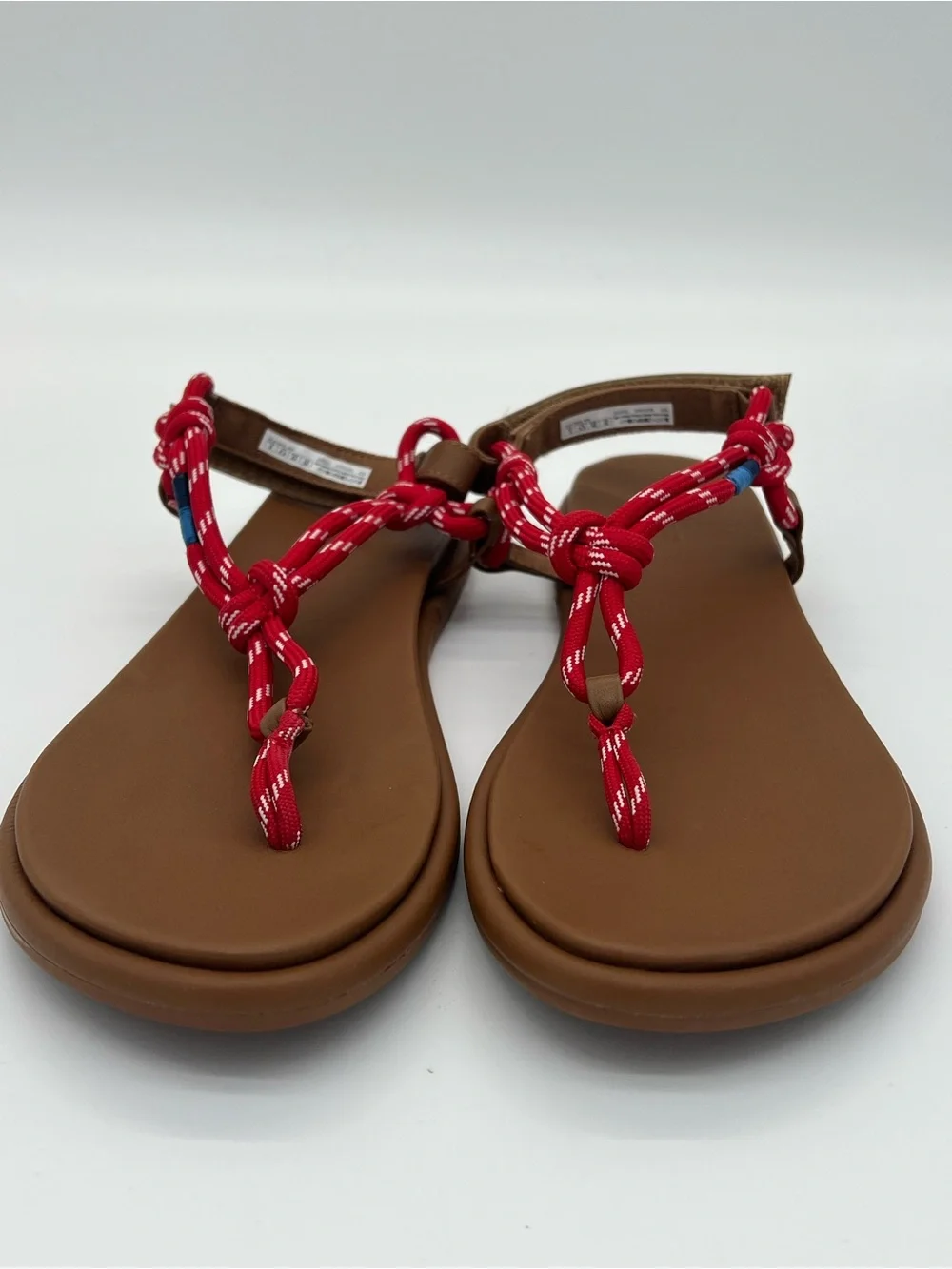 Sperry Isla t-bar Brown Sandal with Red Rope Details size 9